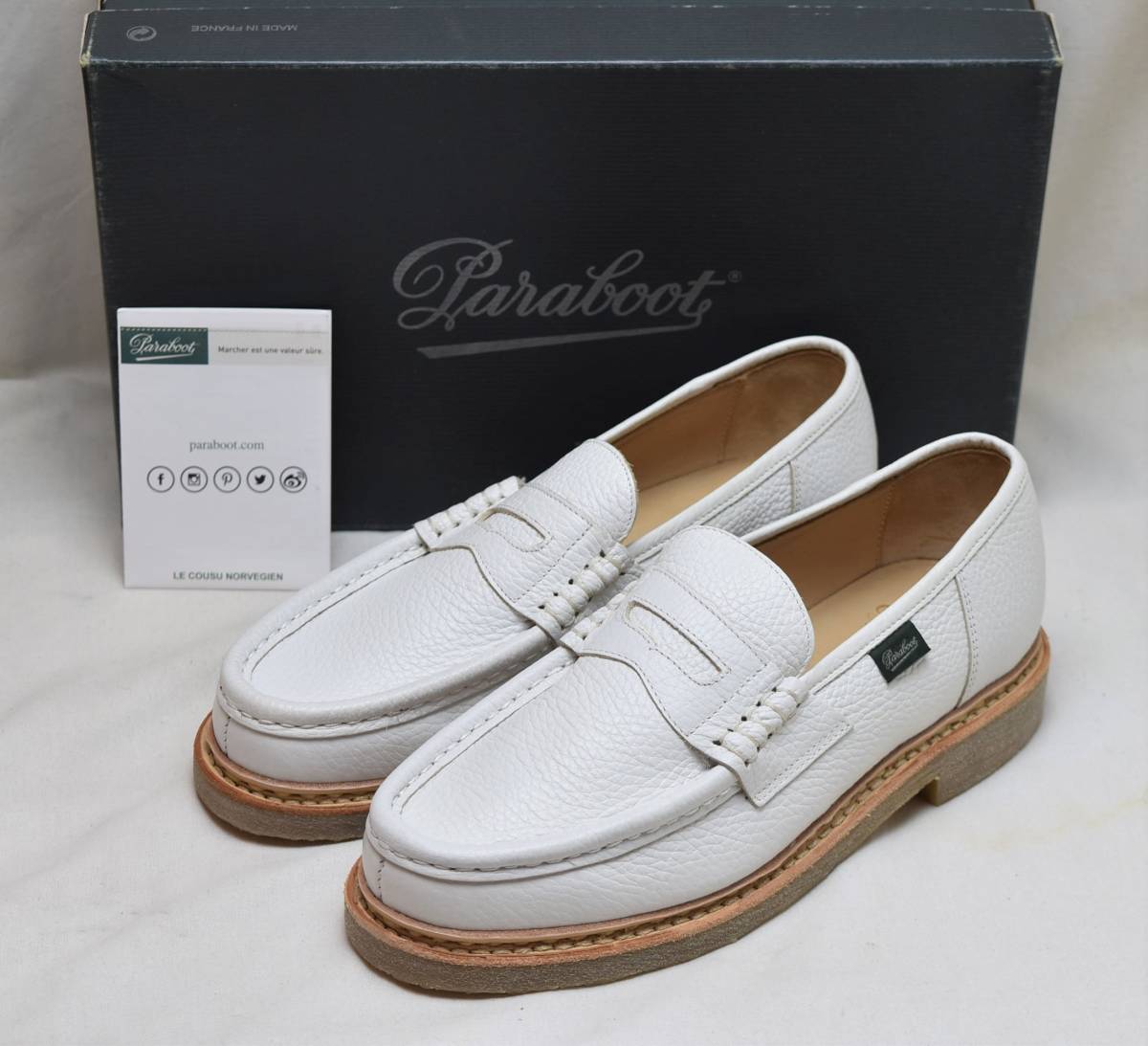 55％OFF!! パラブーツ paraboot 　ランス　REIMS　GR BLANC　198721-5　23.5-24cm相当　 未使用品　 フランス製