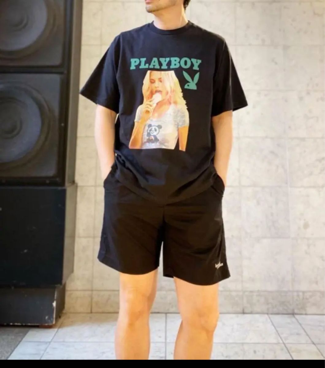 ☆ヒステリックグラマー×プレイボーイ大人気コラボPLAYBOY/ASHLEY&PANDA Tシャツ　Lサイズ　ブラック　新品未開封