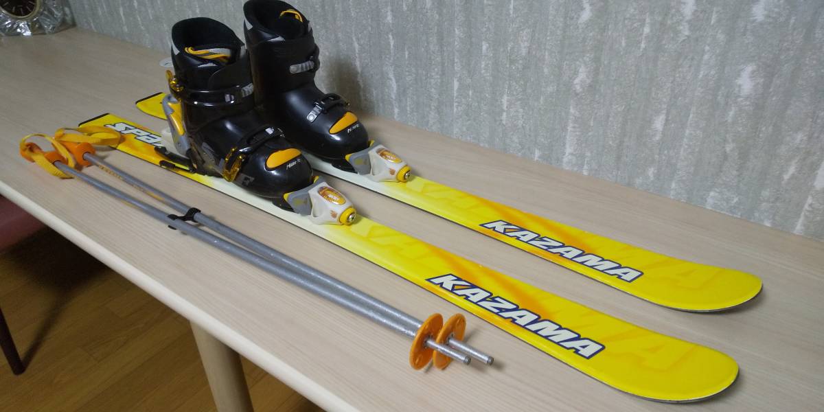 絶品】 スキー3点セット 板100cm ストック80cm ブーツ23cm スキー