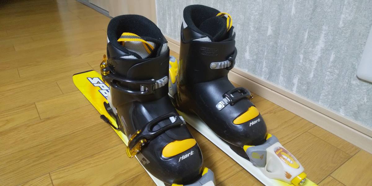 ●豪華3点セット☆スキー板120cm(KAZAMA) ブーツ(21～22cm) ストック ジュニアスキーセット ★イエロー統一でかっこいいです♪