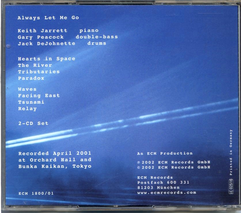 ECM 1800/01 / 独盤 / 2CD / Keith Jarrett, Gary Peacock, Jack DeJohnette / Always Let Me Go / 018 788-2の画像2