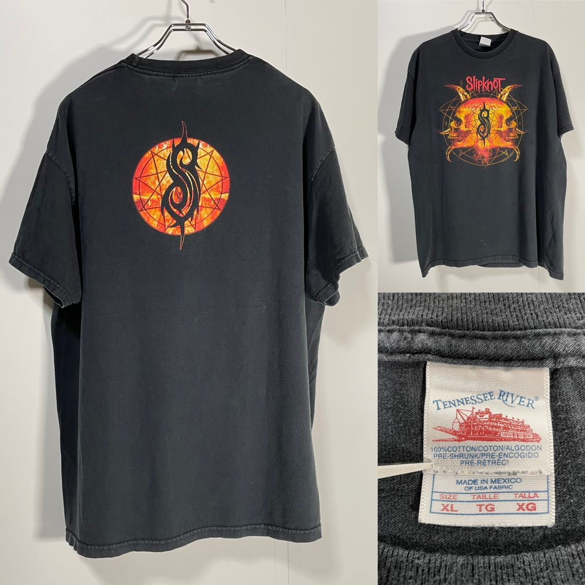 00s 2003 Slipknot スリップノット tenessee river body made in MEXICO メキシコ製 バンド Tシャツ ロゴ スカル 古着 e978_画像2