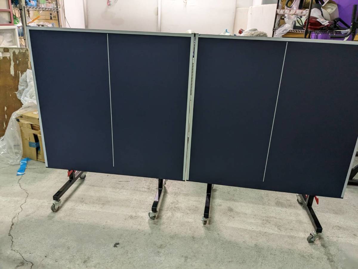 中古】大阪引取限定 殿堂 コンパクト室内用折りたたみ式 卓球台 2面式