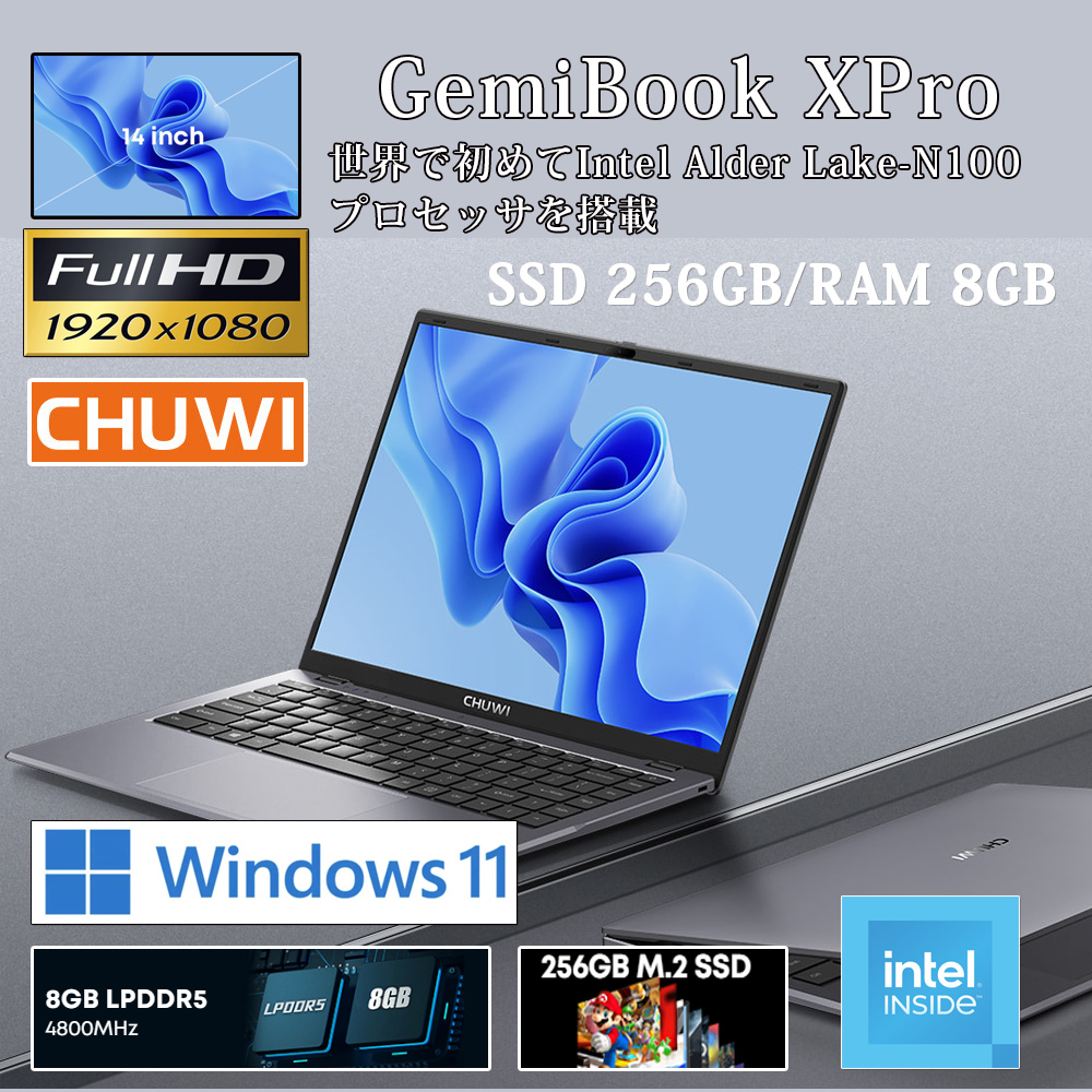 新品即決 CHUWIノートパソコン薄型 GemiBook カメラ内蔵 GHz 最大3.4