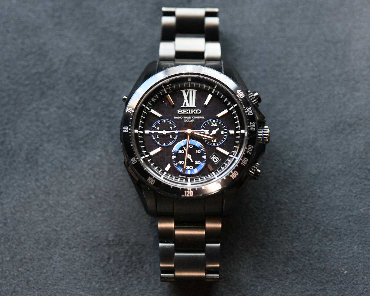 定価１５万 SEIKO セイコー ブライツ SAGA109 美品 ブラック チタン 腕時計 クロノグラフ 電波 ソーラー