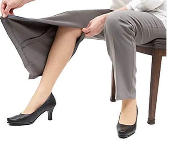  бесплатная доставка 3L сделано в Японии женский брюки кромка застежка-молния имеется колени ..li - bili уход через . пара горячая вода новый товар чёрный цвет большой размер 