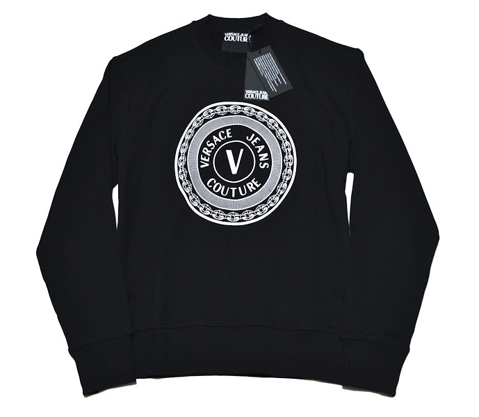 [ new goods ]. road Versace jeans kchu-ruVERSACE JEANS COUTURE high class sweat M size black big Silhouette sweatshirt 8314