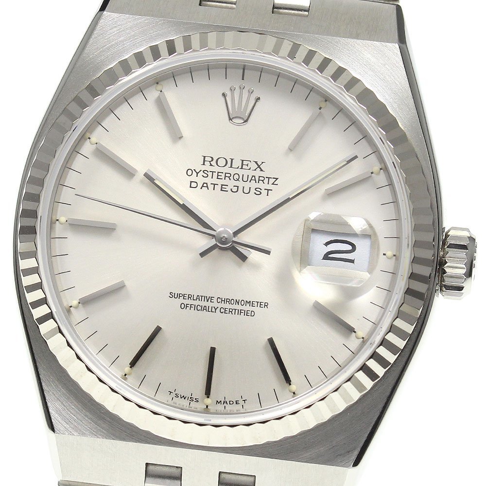 ☆良品 【ROLEX】ロレックス デイトジャスト WGベゼル 17014 クォーツ メンズ_733666【ev15】_画像1