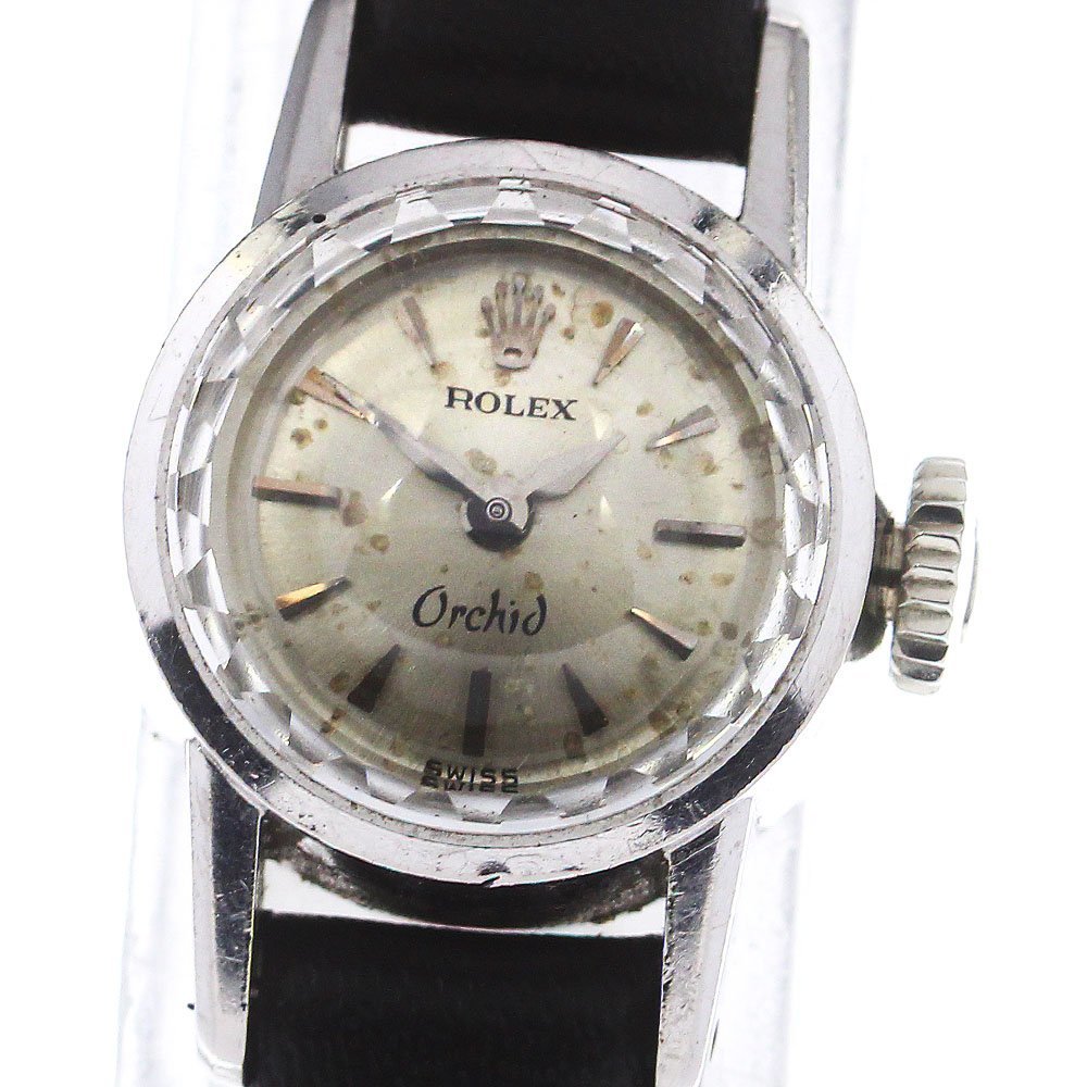 訳あり ロレックス ROLEX 2232 オーキッド K18WG cal.1401 カットガラス 手巻き レディース _763520