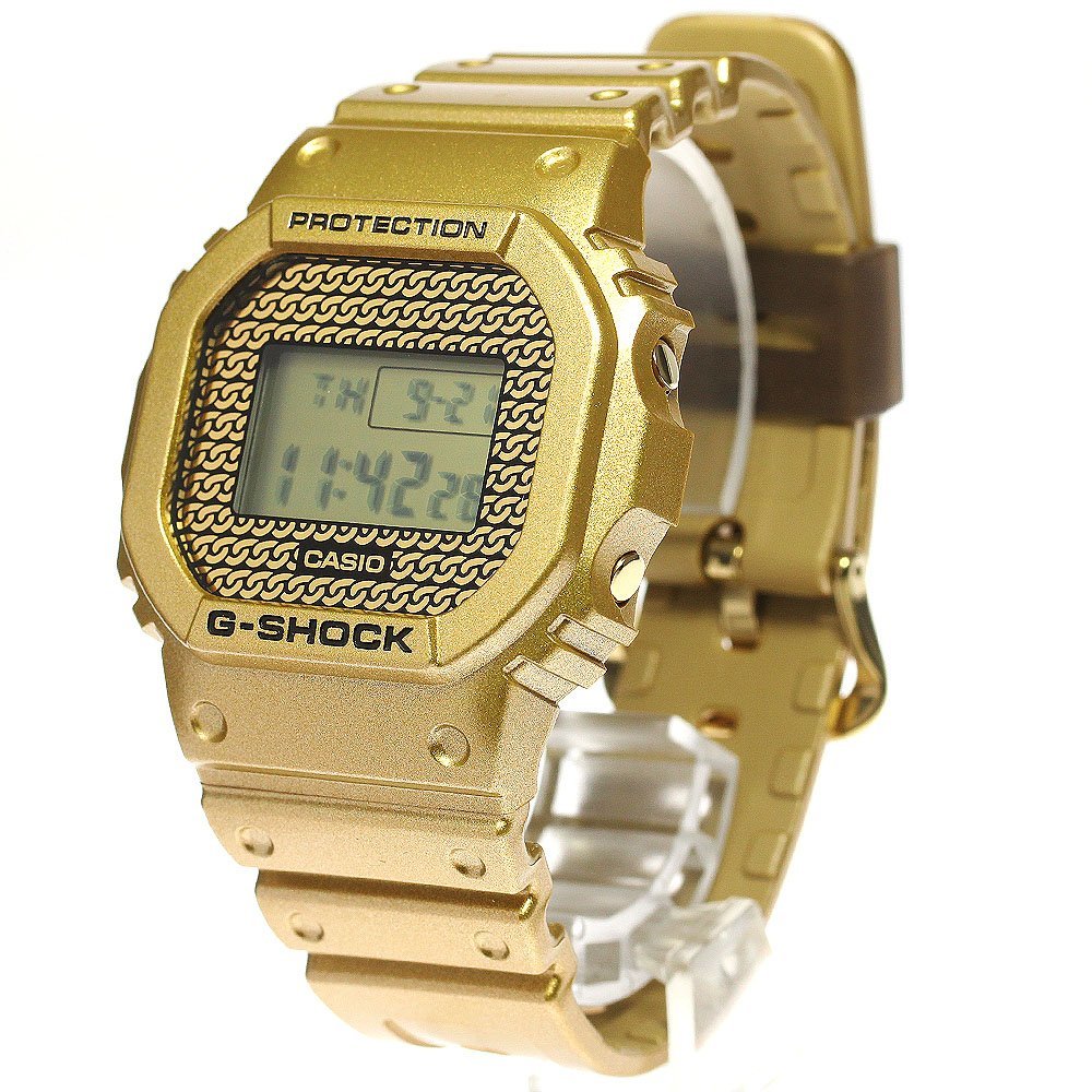 カシオ CASIO DWE-5600HG-1JR Gショック 5600 SERIES ゴールドチェーン クォーツ メンズ 未使用品 箱付き_772402_画像3