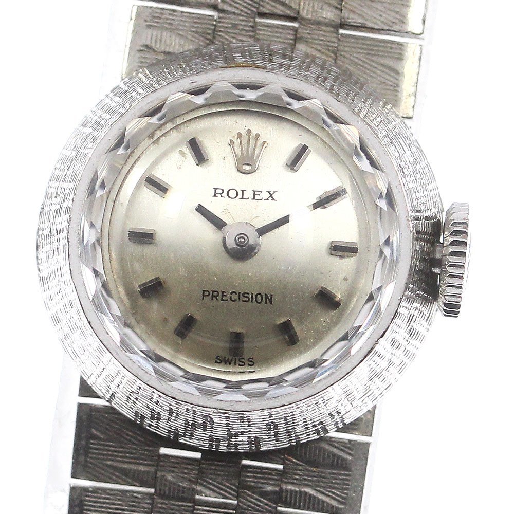 訳あり ロレックス ROLEX 2032 プレシジョン カットガラス K18WG cal.1400 手巻き レディース _766275_画像1