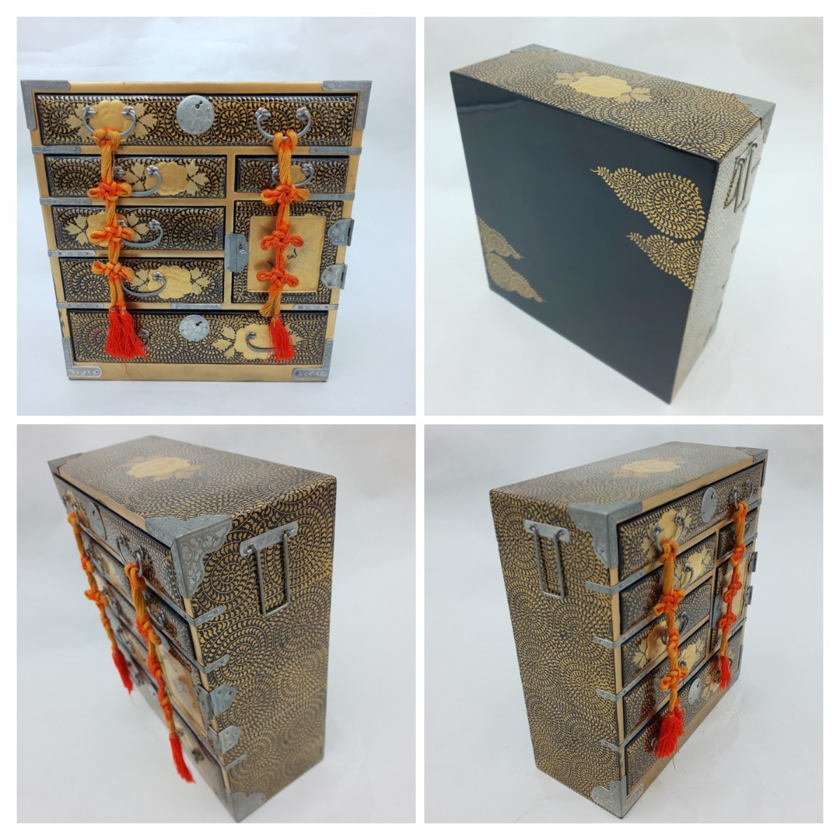 時代物 ☆雛道具 三揃え 箪笥 長持 挟み箱 小道具 木箱入り☆雛 時代物 ☆雛道具 三揃え 箪笥 長持 挟み箱 小道具 木箱入り☆雛