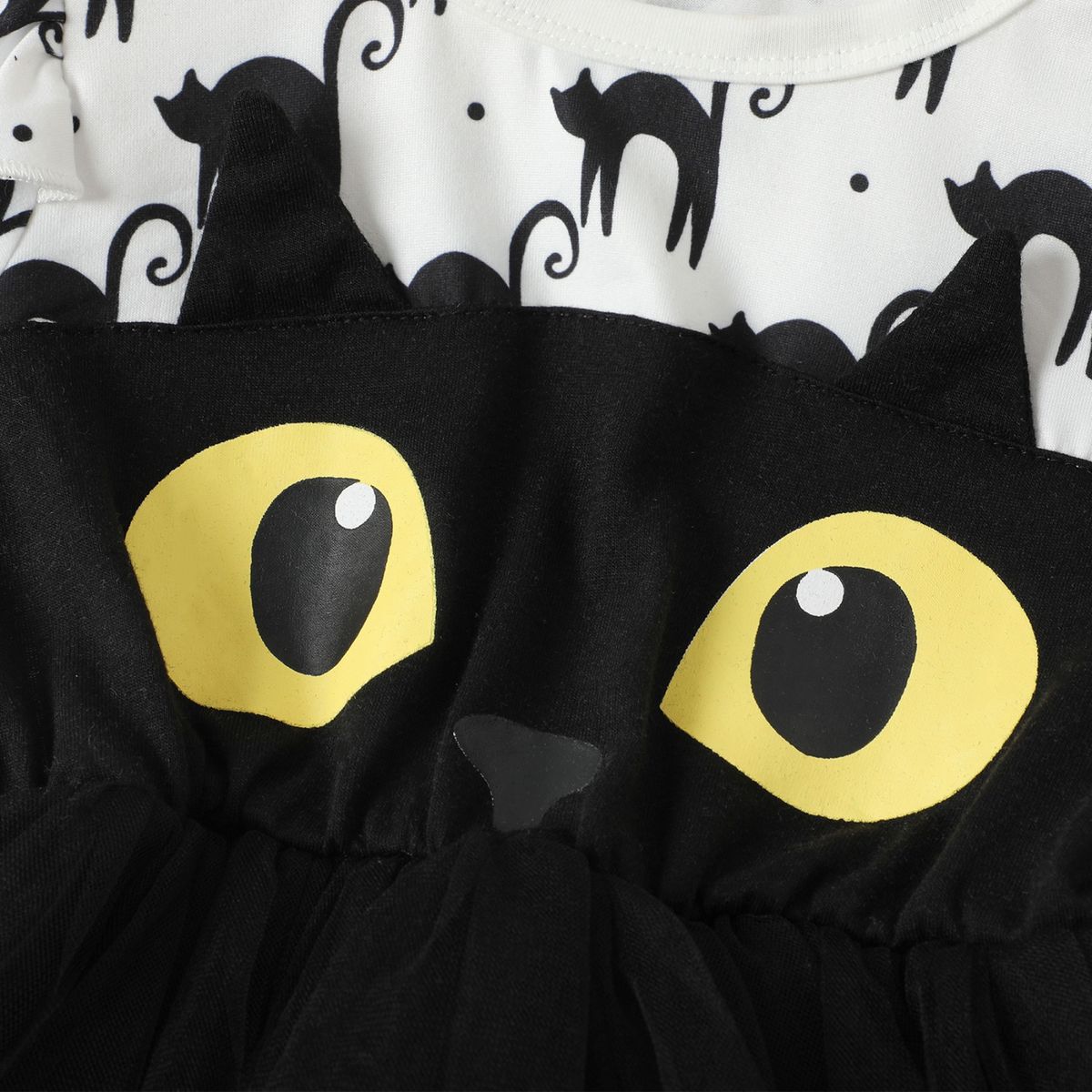 ハロウィン 女の子 キッズ 90 ネコ ねこ 衣装 チュールスカート ワンピース　長袖ワンピ　仮装　かわいい　ねこワンピース