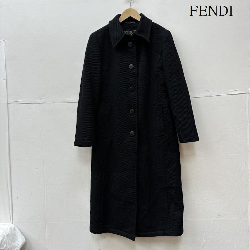 フェンディ ロゴ ボタン ウール ステンカラー コート コート コート 42 黒 / ブラック