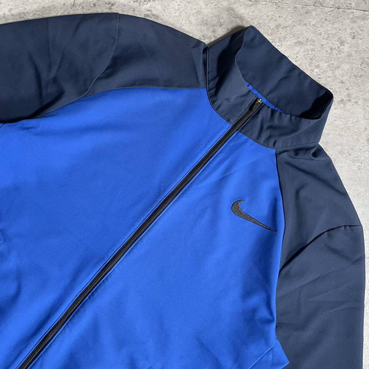 NIKE ナイキ DRI-FIT ウィンドブレーカー トラックジャケット ジャージ ラグランスリーブ Mサイズ 青ブルー_画像4