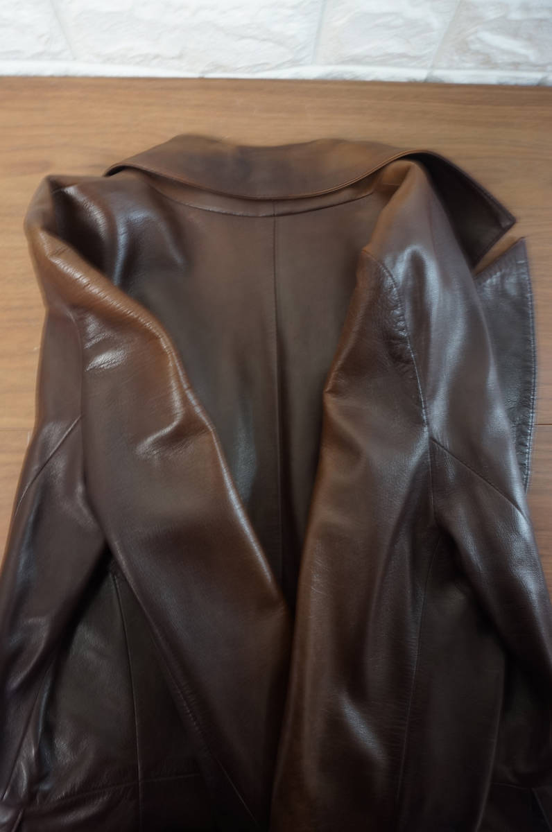 VENTCOUVERT LEATHER COAT ヴァンクヴェール 仔羊革ロングトレンチコート レディース　Sheep Leather Long Trench Coat_画像9