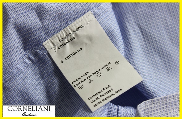 【送料無料】新品コルネリアーニ（CORNELIANI）　ワイドスプレッドマイクロチェックドレスシャツ（サックスブルー）サイズ41_画像10