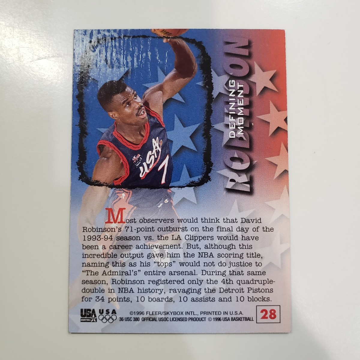 DAVID ROBINSON デビッド・ロビンソン 1996 Prizm NBAカード トレーディングカード　プリズムカード 1604 USAバスケットボール　バスケ_画像6