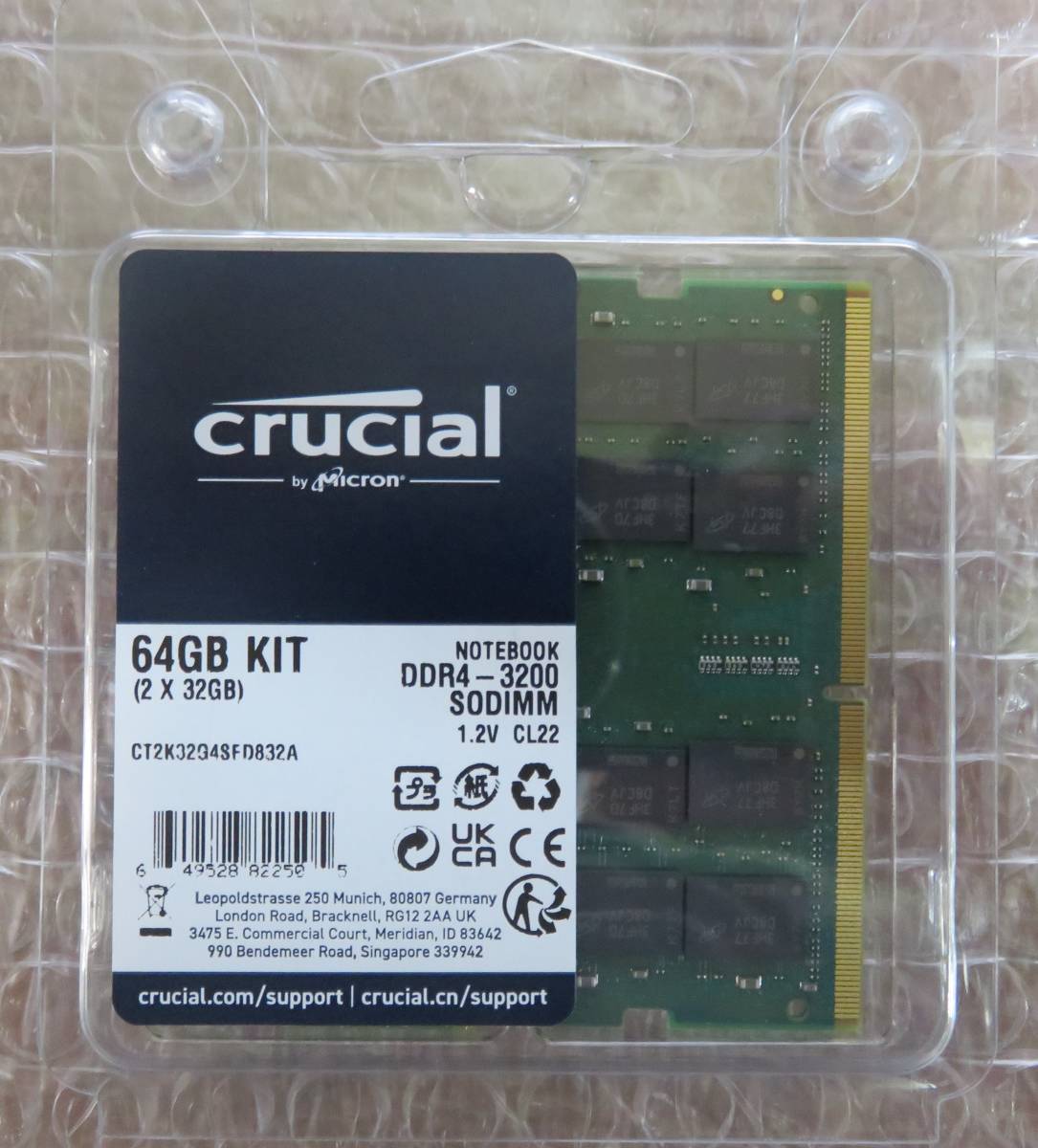 宅配 ◎新品 Crucial CT2K32G4SFD832A DDR4-3200 32GB×2 合計:64GB