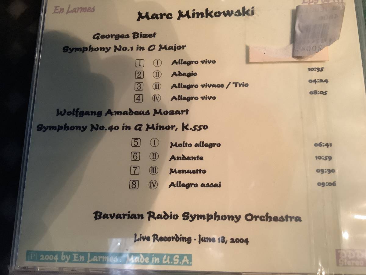2CD ミンコフスキー　　モーツァルト　交響曲40 ビゼー　アルルの女　交響曲　ハイドン　第104_画像2
