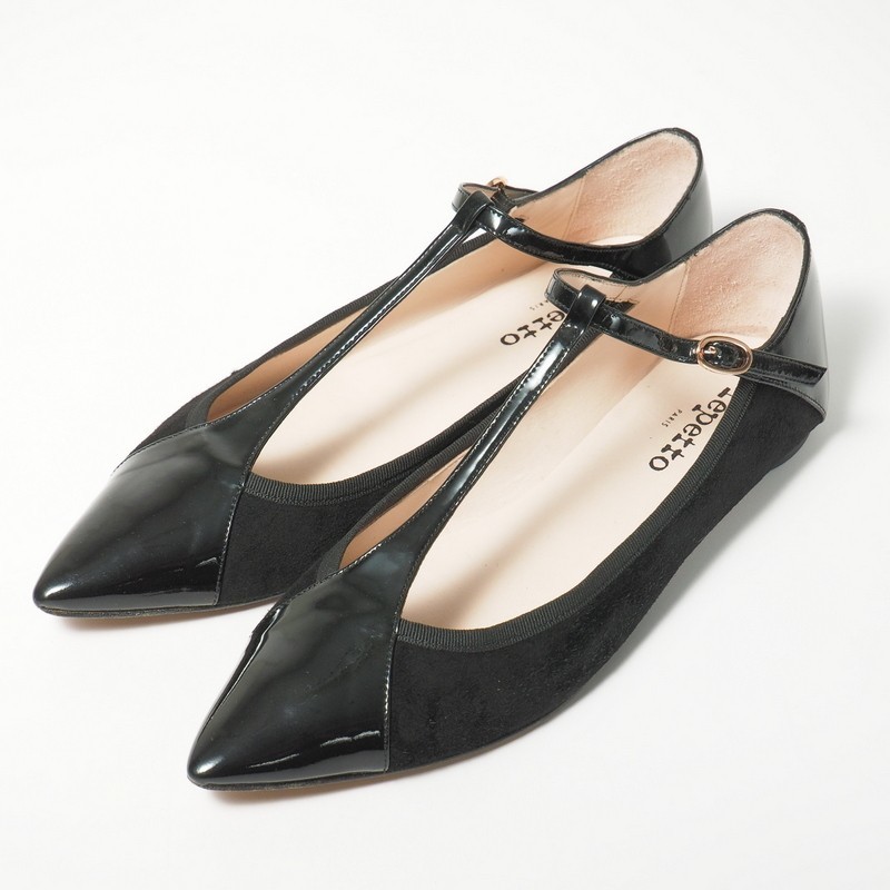 GO4163▽フランス製▽レペット Repetto*Tストラップ フラットシューズ