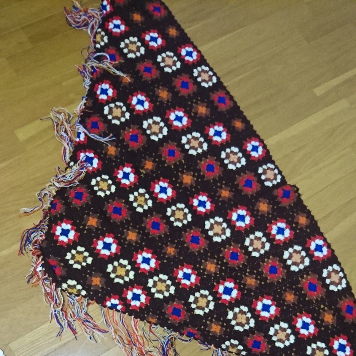 お花刺繍カラフルクロシェ毛糸編み