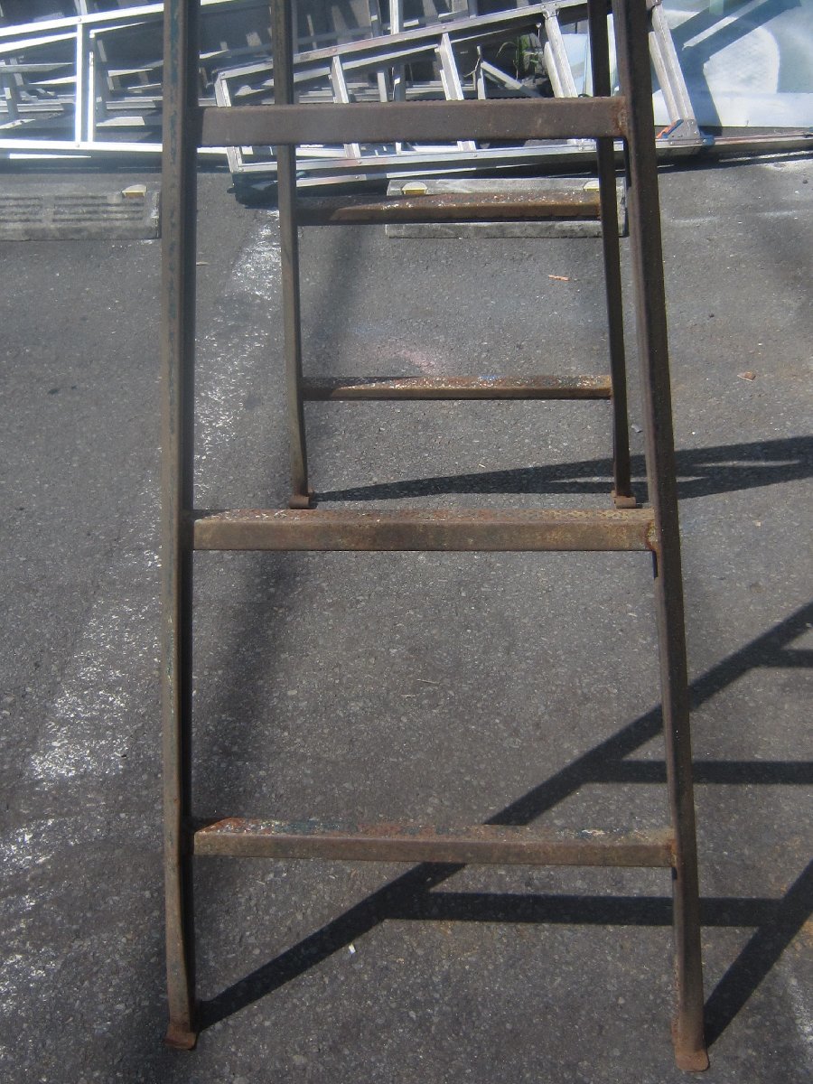 [ Showa Retro!] Manufacturers unknown iron made ladder combined use stepladder total length 3.6m stepladder step‐ladder light work ladder .. temporary retro 