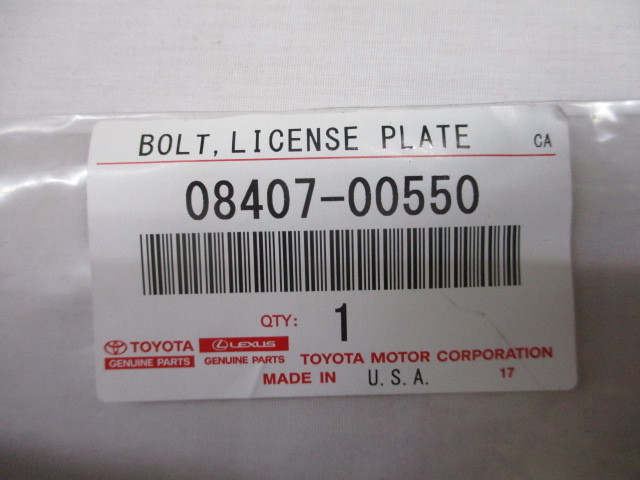  Toyota original lock bolt number plate lock bolt 08407-00550 anti-theft bolt 3ps.@ neck under 20. security ⑤