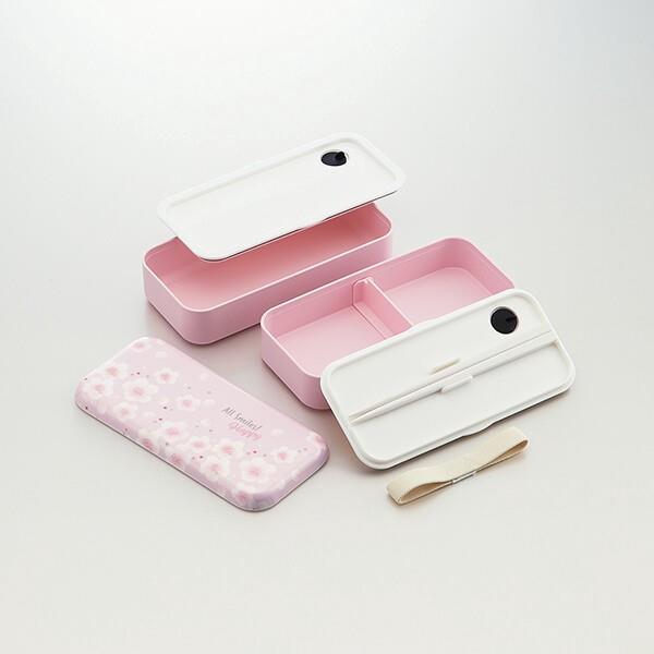 シンプルランチボックス 600ml 弁当箱 メラミン製蓋 桜柄 オールスマイルズ 女性 レディース スケーター_画像2