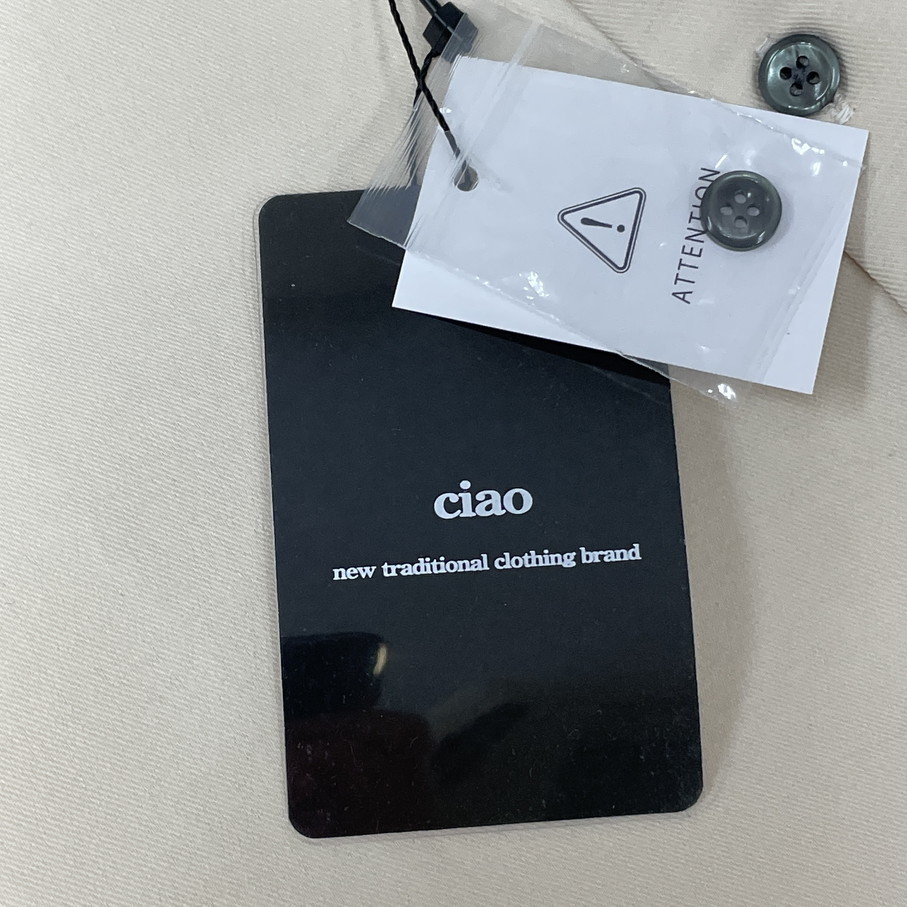 /L/ ciao ベージュ 長袖レギュラーカラーシャツ ルーズシルエットオーバーサイズ メンズレディース タグ カジュアルとろみ チャオ_画像5