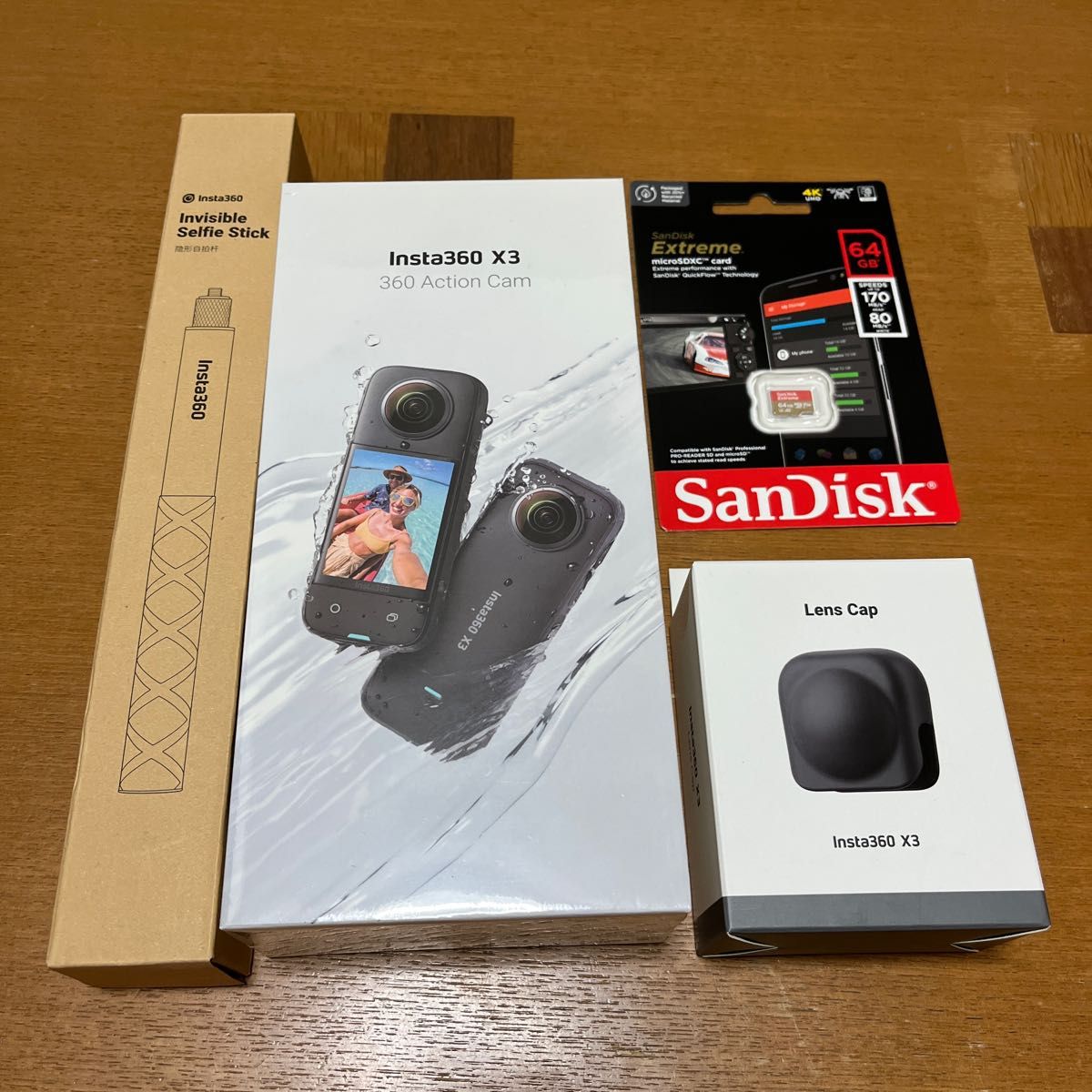 Insta360 X3/見えない自撮り棒/レンズキャップ/SDカード64GB-