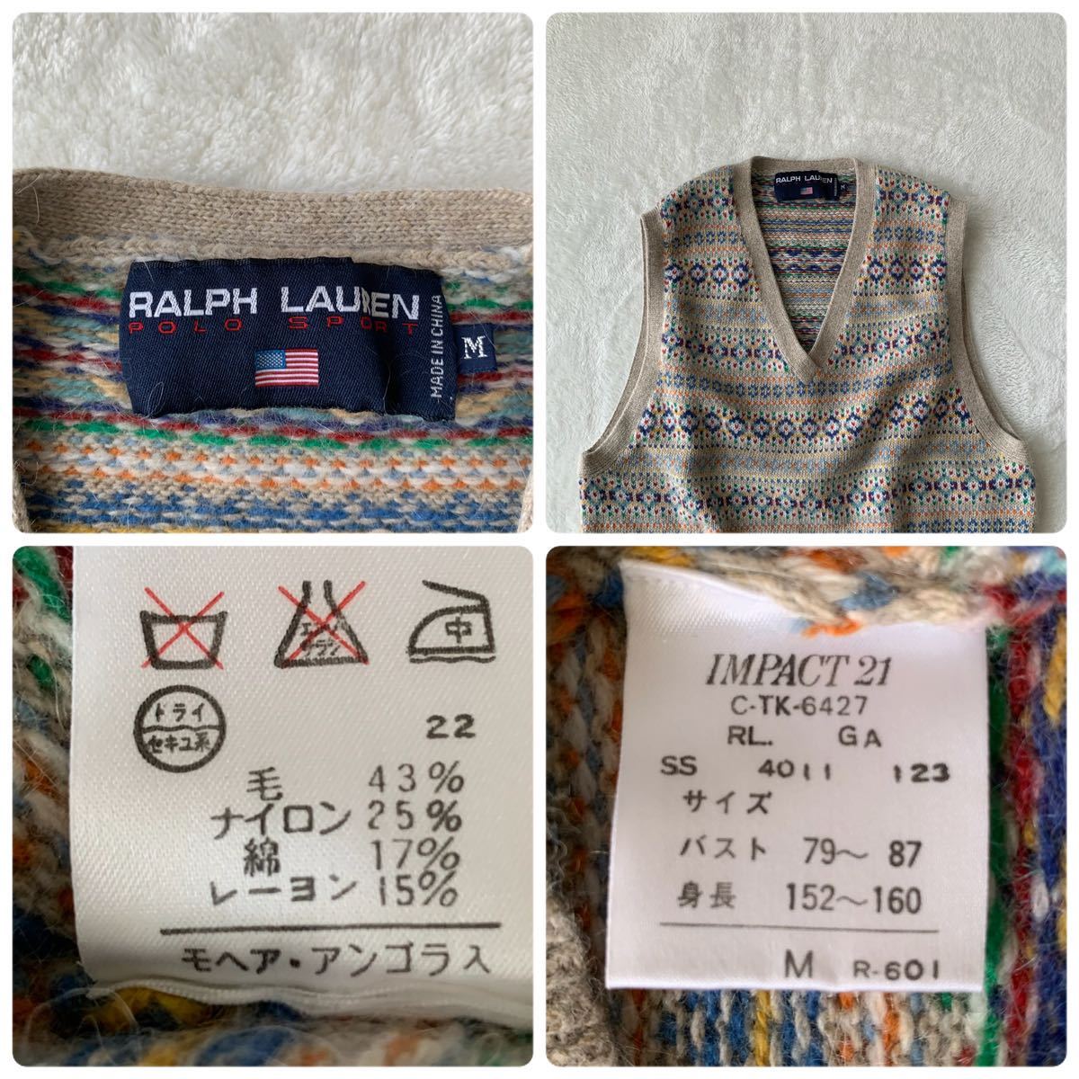 [ редкий ]90s POLO SPORT RALPH LAUREN Polo спорт Ralph Lauren mo волосы Anne gola. вязаный лучший fea i-ll nordic общий рисунок 