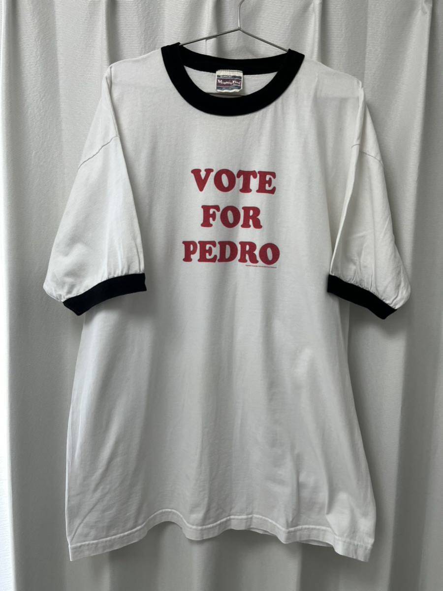 00's古着 ナポレオンダイナマイト VOTE FOR PEDRO リンガーTシャツ　ビンテージ　ムービーtee