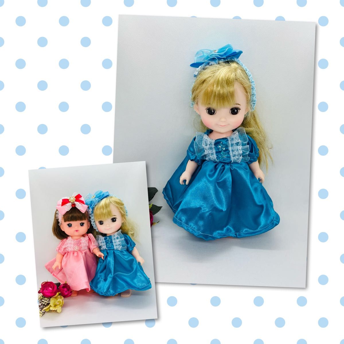 メルちゃん服 ブルーのドレス メルちゃん コルネ レミン ソラン メルちゃん服 ブルーのドレス メルちゃん コルネ レミン ソラン