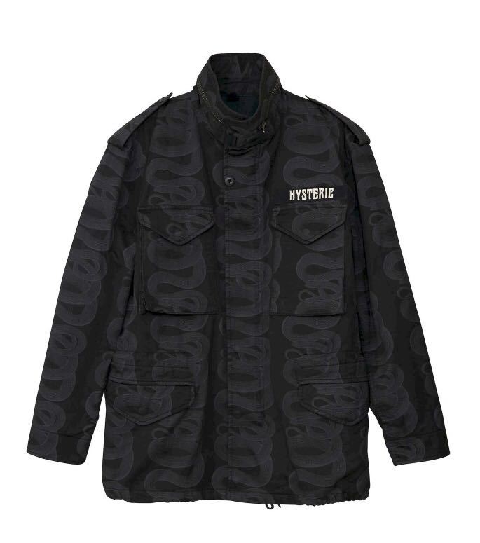 HYSTERIC GLAMOUR SNAKE LOOP柄 M65 ヒステリックグラマー　スネークループ　ブラック　フィールドジャケット　XL ウミヘビ 蛇柄 パイソン_画像2