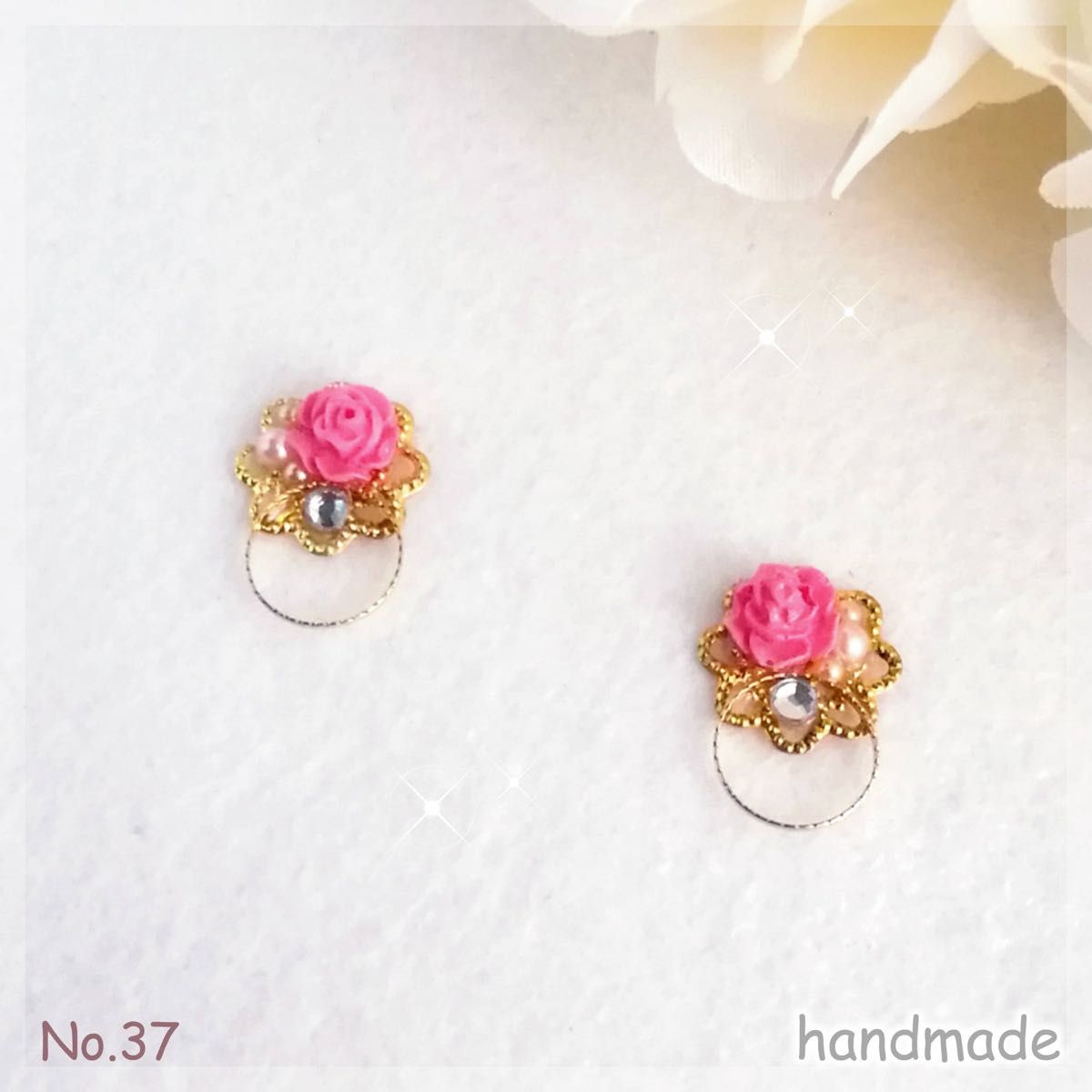 ☆お花の可愛いピアス/イヤリング(ピンク)☆！ハンドメイド no.37