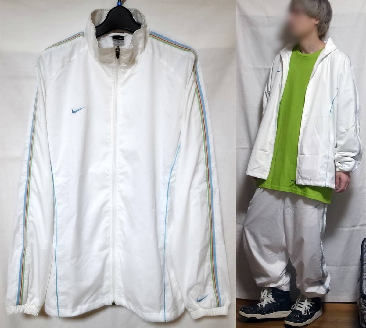 ☆即買☆NIKE 00's vintage track jacket white rainbow XXL ナイキ 00年代 ヴィンテージトラックジャケット 白 レインボーライン
