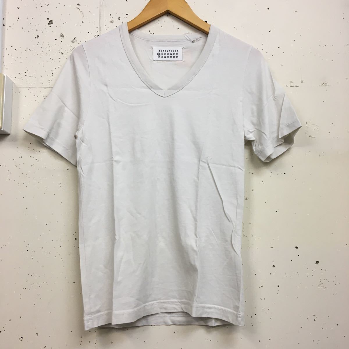 Martin Margiela メゾンマルジェラ ⑩ Vネック Tee tシャツ 半袖 薄グレー 無地 XS コットン トップス カットソー の画像1