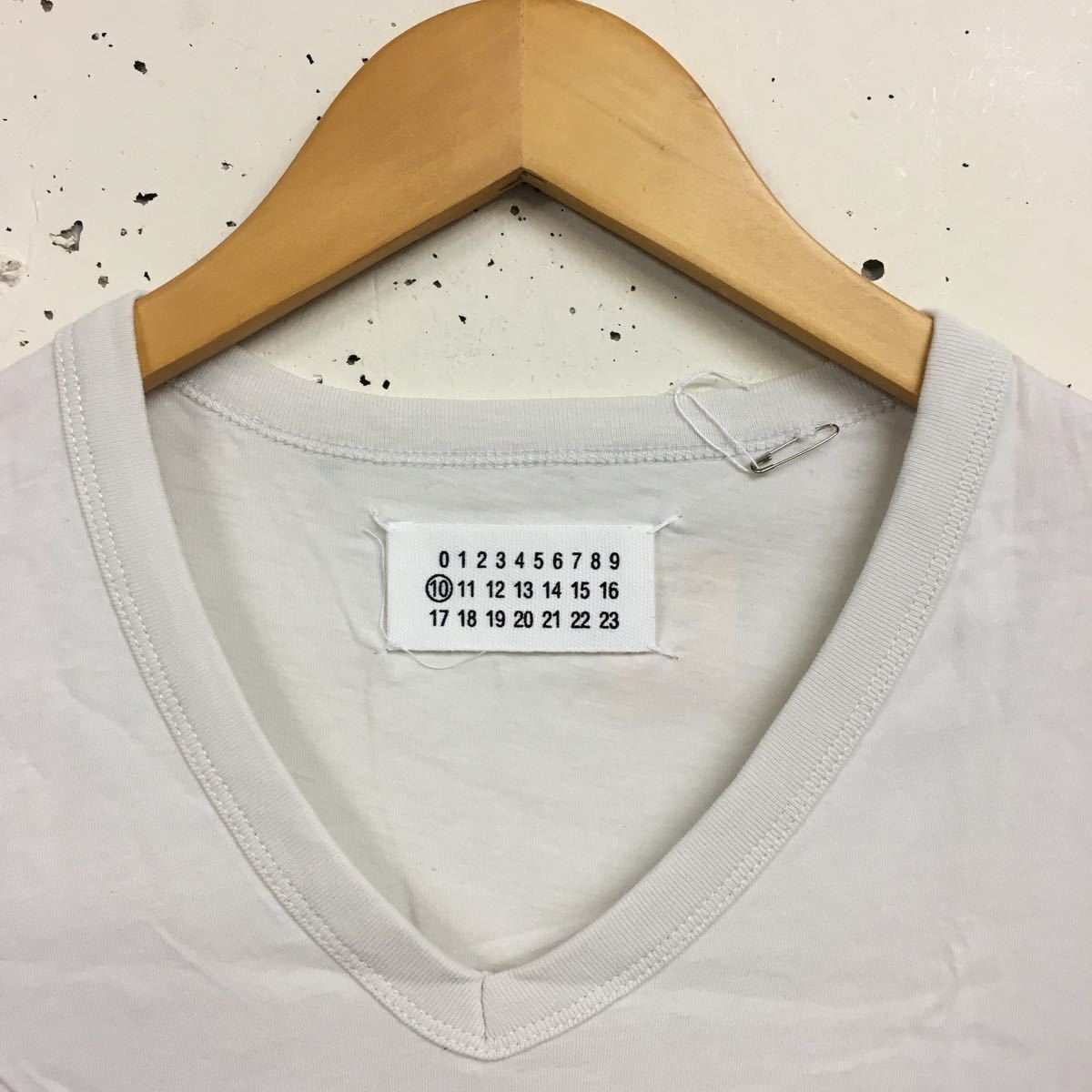 Martin Margiela メゾンマルジェラ ⑩ Vネック Tee tシャツ 半袖 薄グレー 無地 XS コットン トップス カットソー の画像3