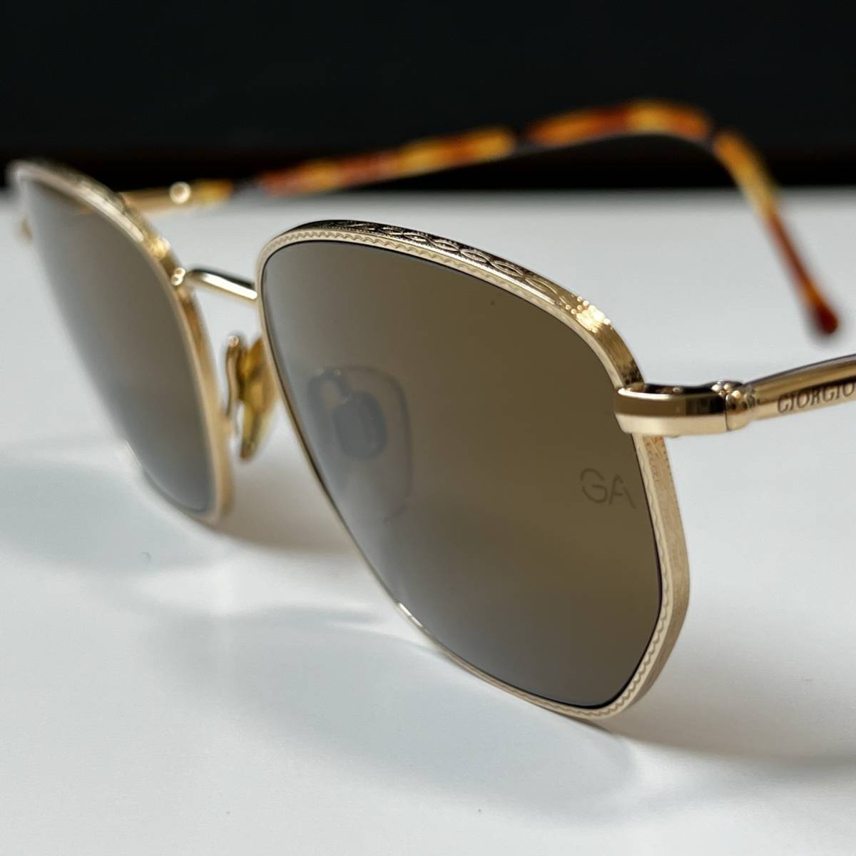 *OLD GIORGIO ARMANIjoru geo Armani sunglasses Vintage 641 743 Gold × tortoise shell pattern eyewear Old glasses glasses 