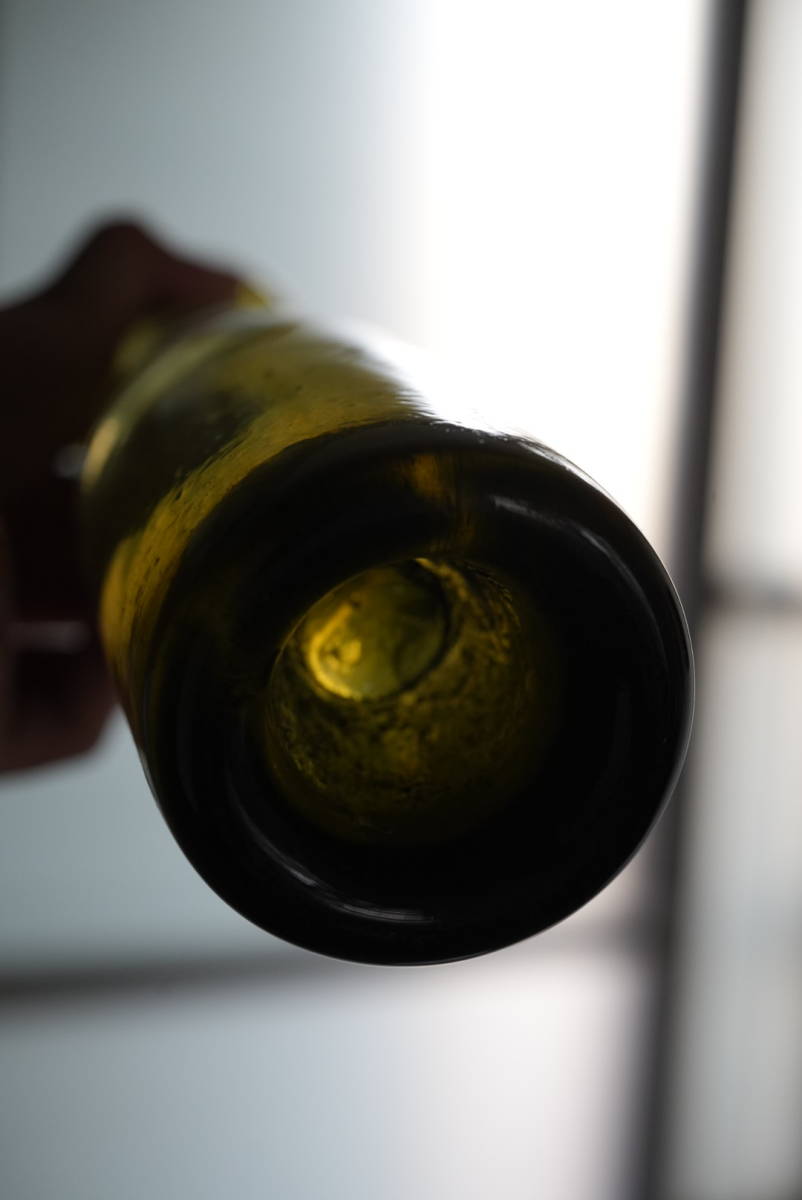 古い手吹きガラスのオリーブ色のトリュフ用の保存ボトル / 19世紀・フランス / アンティーク 古道具 硝子 グラス_画像5