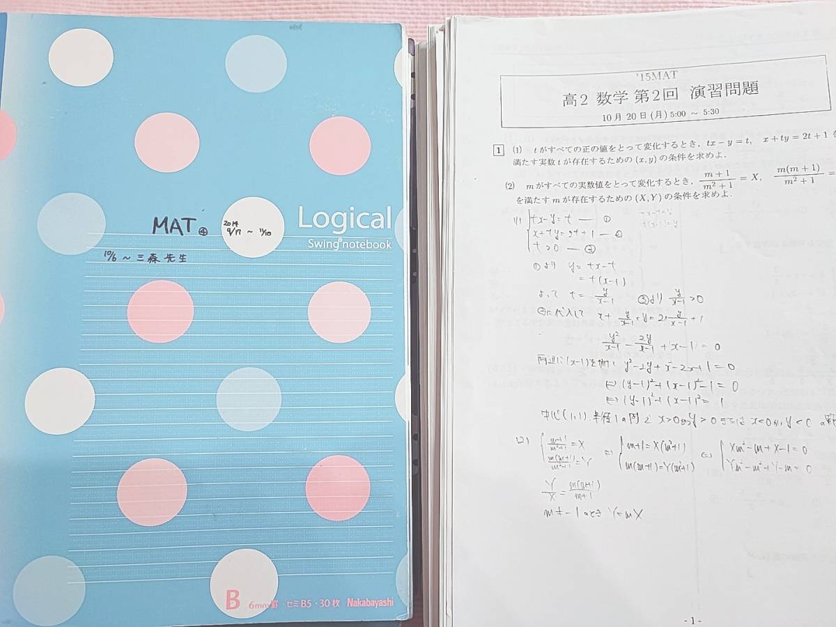 MAT 数学講座 三森司先生 高2~高3 プリント 板書ノート10冊 MAT 数学講座 三森司先生 高2~高3 プリント 板書ノート10冊