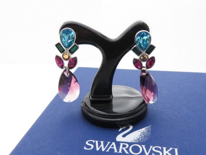 良好品】 SWAROVSKI スワロフスキー ぶら下がりピアス クリスタル 箱