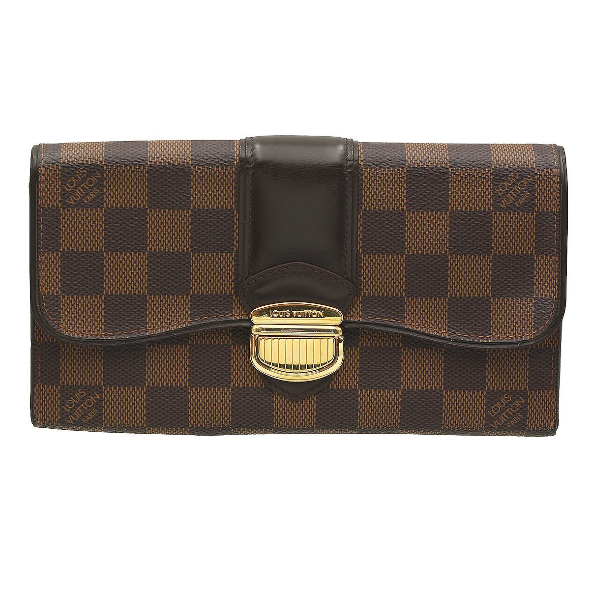 ★B2200 ルイヴィトン ダミエ ポルトフォイユ システィナ 二つ折り長財布 N61747 エベヌ Louis Vuitton レディース★_画像1