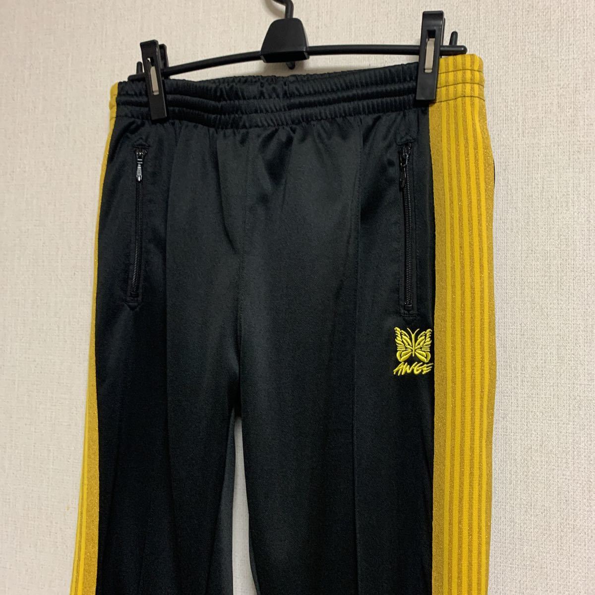 Needles トラックパンツ ナロー ブラック×イエロー ネペンテス Needles トラックパンツ ナロー ブラック×イエロー ネペンテス