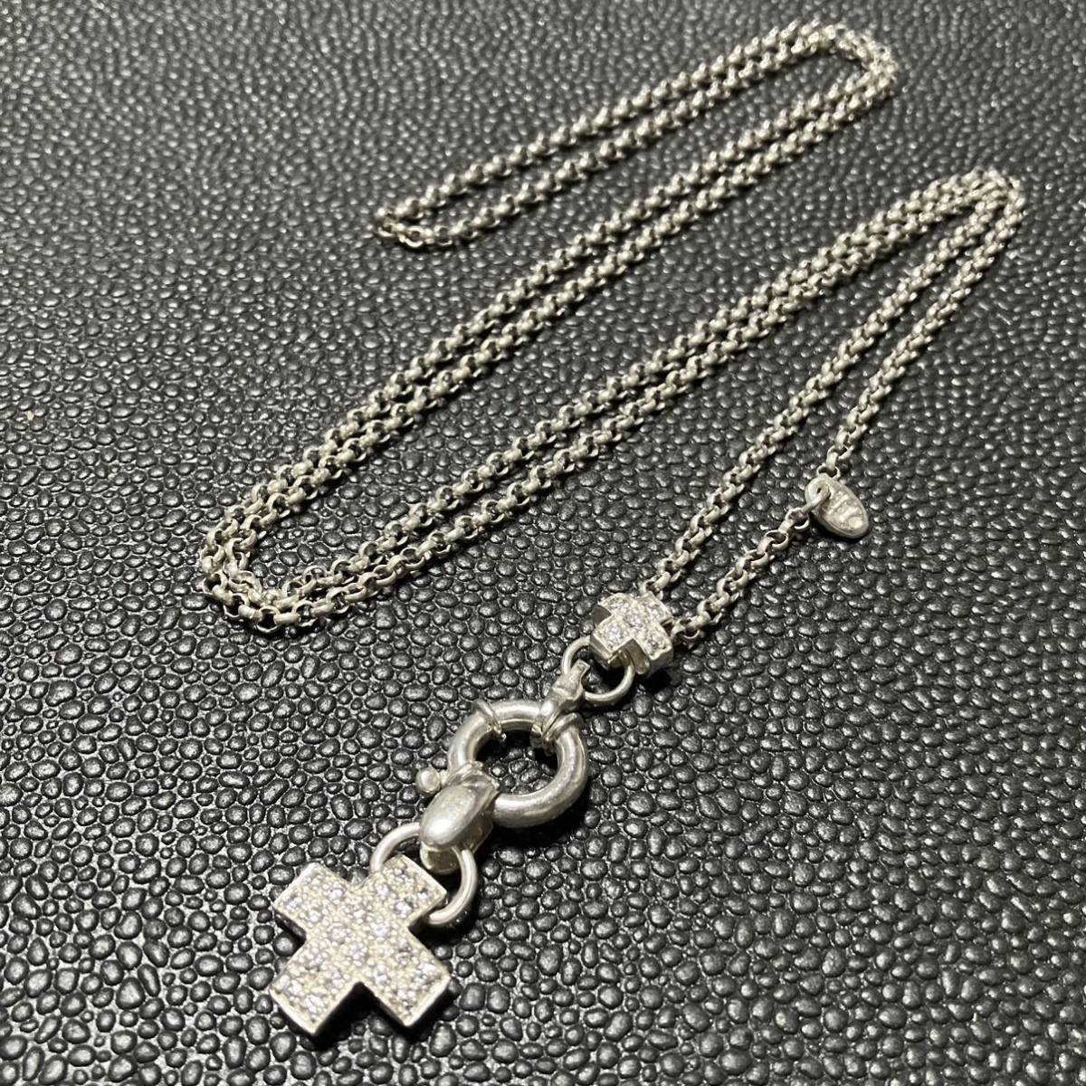 [m] Folli Follie 2way necklace silver 925 Cross 10 character .silver long necklace double chain 