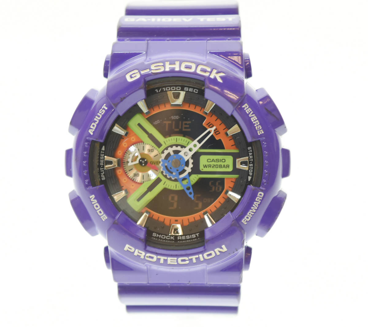 △ CASIO カシオ G-SHOCK ジーショック EVANGELION エヴァンゲリオン コラボ 腕時計 GA-110EV 紫 パープル 103_画像1