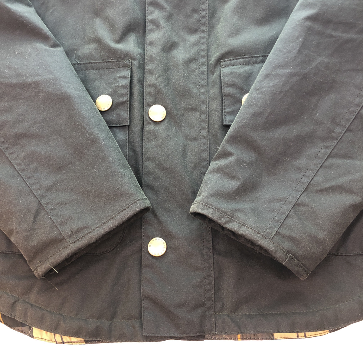 ●Barbour バブアー REELIN WAX JACKET リーリン ワックス ジャケット ショート丈 ジップアップ サイズM カーキ 緑 MWX1106SG51 104_画像5