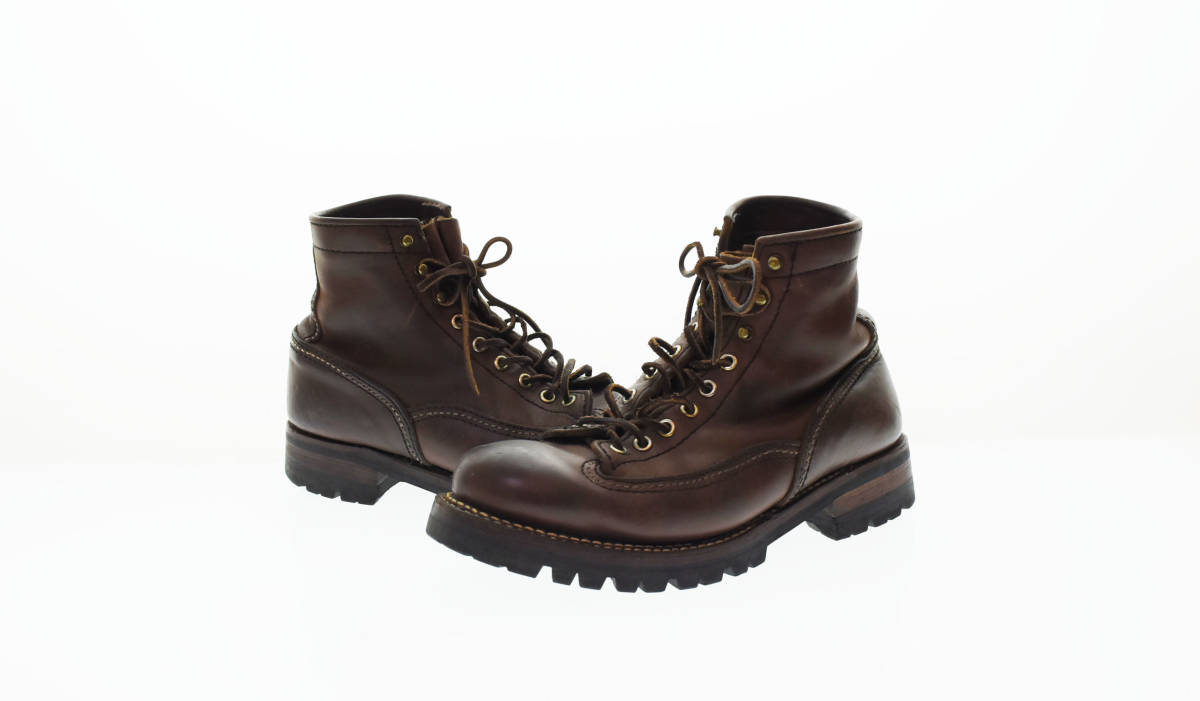 △ LONE WOLF ロンウルフ LOGGER BOOTS 編み上げ ロガーブーツ LW00125 size8 茶 ブラウン 103 _画像1