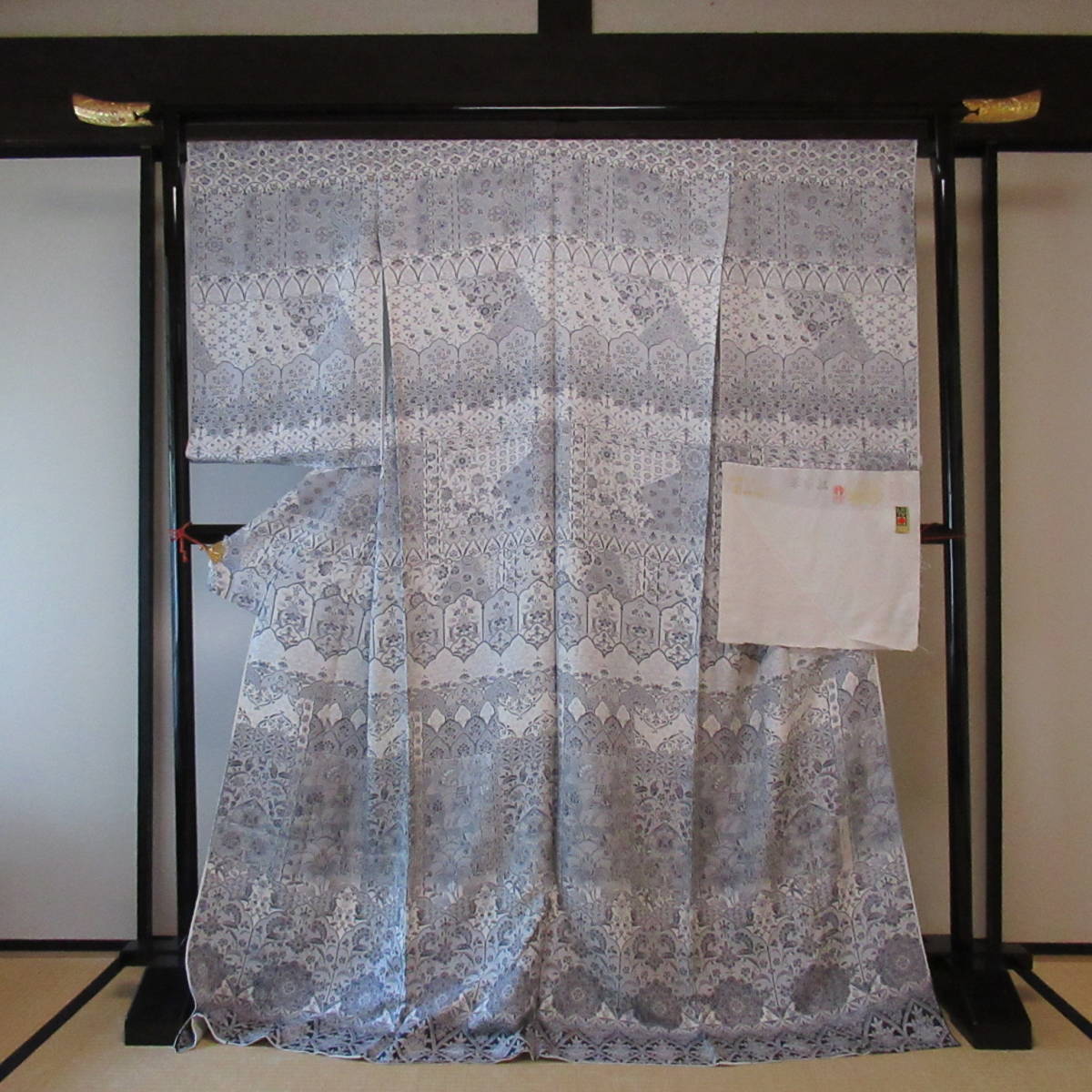 ☆超目玉】 H0085 伝統工芸 あみ織紬 華市松 更紗文様 訪問着 絹100